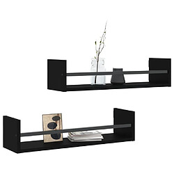 Avis Maison Chic Lot de 2 Étagères murales,Étagère Rangement flottate avec barres noir 60x16x14 cm -MN91920