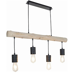 Globo Lighting Suspension design métal et bois Hermine - 4 Ampoules - Noir Globo - Suspension design métal et bois Hermine - 4 Ampoules - Noir - Industriel