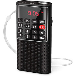 PRUNUS radio portable MP3 / TF/ AUX avec Fonction d'enregistrement noir