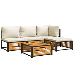 vidaXL Salon de jardin avec coussins 5 pcs Bois d'acacia solide