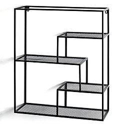 Pegane Etagère murale 4 niveaux en métal laqué noir - Longueur 50 x Hauteur 60 x Profondeur 18 cm