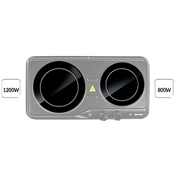 Cuisinière Électrique Vitrocéramique Portable, plaque 2 Feux 19 - 16,5 cm, 2000, Noir, MPM, MKE-21