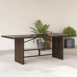 vidaXL Table de jardin dessus en verre marron 190x80x74 cm