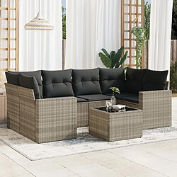 vidaXL Salon de jardin avec coussins 7 pcs gris clair résine tressée 