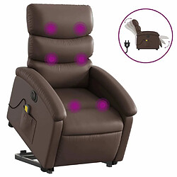 Maison Chic Fauteuil Relax pour salon, Fauteuil inclinable de massage électrique marron similicuir -GKD35561