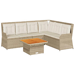 vidaXL Salon de jardin avec coussins 5 pcs beige résine tressée