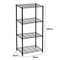 Acheter Catter House Étagère de Rangement à 4 Niveaux Aéré CATTERHOUSE Klaus 120 - 56x35x120 cm Charge Lourde 140 Kg Cadre en Acier Noir