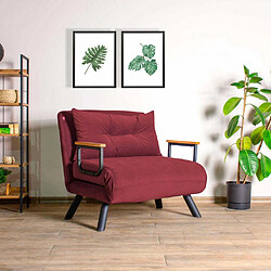 Hanah Home Fauteuil convertible en tissu Sando bordeaux.