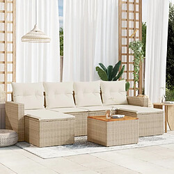 vidaXL Salon de jardin avec coussins 7 pcs beige résine tressée 