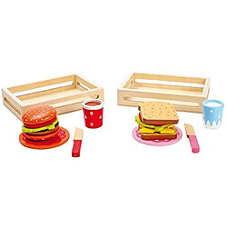 Small Foot Hamburger Et Sandwich et deux petites assiettes en bois