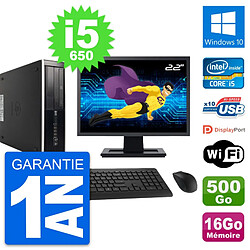 PC HP 8100 SFF Ecran 22" Core i5-650 RAM 16Go Disque 500Go Windows 10 Wifi - Occasion