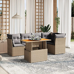 vidaXL Salon de jardin avec coussins 5 pcs beige résine tressée