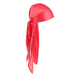 2 Pièces Casquettes Unisexe Bandanas Soyeux Durags Longue Queue, Confortable et Respirant - Rouge pas cher