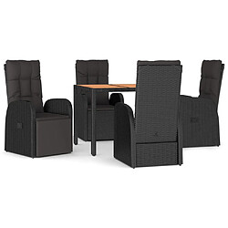 Maison Chic Mobilier à dîner 5 pcs de jardin avec coussins - Ensemble table et chaises d'extérieur - Salon/Mobilier de jardin classique Noir Résine tressée -MN59460