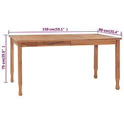 vidaXL Table à dîner de jardin 150x90x75 cm Bois de teck massif pas cher