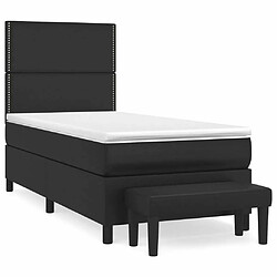 Maison Chic Structures de lit + matelas,Lit à sommier tapissier avec matelas Noir 100x200 cm Similicuir -MN62816