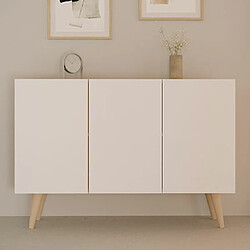 Mes Buffet 3 portes 120x39,9x95,5 cm blanc et naturel - CISKO