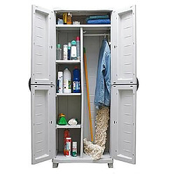 Acheter Pegane Armoire meuble de rangement 2 portes, intérieur/extérieur coloris beige - Longueur 70 x Profondeur 45 x Hauteur 184 cm