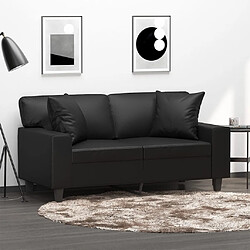 vidaXL Canapé 2 places avec oreillers décoratifs noir 120cm similicuir 