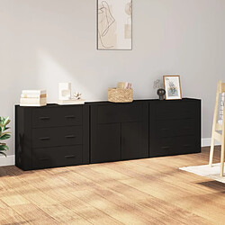 Maison Chic Ensemble de 3 Buffets,commode,console pour rangement noir bois d'ingénierie -MN82119