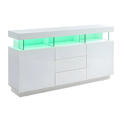 Vente-Unique Buffet 3 tiroirs et 2 portes avec LEDs en MDF - Blanc laqué - FABIO II pas cher