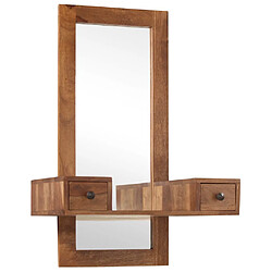 vidaXL Miroir cosmétique avec 2 tiroirs Bois solide de Sesham