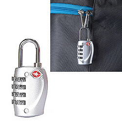 Wewoo Cadenas argent TSA Combinaison 4 Chiffres Bagages Voyage Valise Sécurité Serrure de Câble Douane TSA Métal Mot de Passe Anti-vol Fil