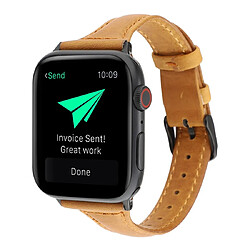 Avis Wewoo Pour Apple Watch Séries 5 et 4 44mm / 3 & 2 & 1 42mm Bracelet Crazy Horse Texture en Cuir Véritable Marron Clair