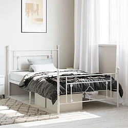 Maison Chic Cadre/structure de lit métal et tête de lit + pied de lit pour adulte - Lit Moderne Chambre blanc 107x203cm -MN52471