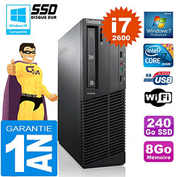 PC Lenovo M92p SFF Core I7-2600 Ram 8Go Disque 240 Go SSD Graveur DVD Wifi W7 · Occasion 