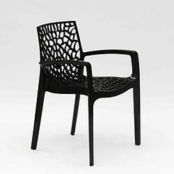 Avis 22 Chaises Gruvyer ARM Grand Soleil accoudoirs polypropylène brillant offre stock, Couleur: Noir