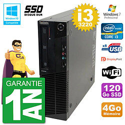 PC Lenovo ThinkCentre M82 SFF i3-3220 RAM 4Go SSD 120Go Graveur DVD Wifi W7 - Occasion