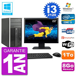 PC HP 6300 MT Ecran 22" Core i3-2120 RAM 8Go Disque 1To Graveur DVD Wifi W7 · Occasion 