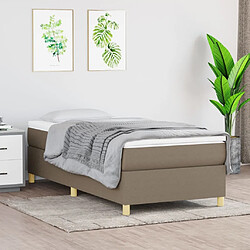 Maison Chic Structures de lit + matelas,Lit à sommier tapissier avec matelas Taupe 90x190 cm Tissu -MN37402