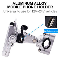 Universal 360 degrés 12V 24V moto scooter guidon rétroviseur support porte-téléphone support chargeur USB Samsung Xiaomi 4.57 | Porte-téléphone Représentant