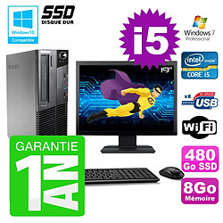 PC Lenovo M91p SFF Intel I5-2400 8Go Disque 480Go SSD Graveur Wifi W7 Ecran 19" · Occasion 