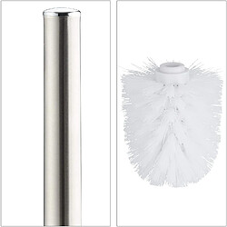 Helloshop26 Porte brosse WC céramique avec brosse et tête changeable poignée en métal rond 36 cm blanc 13_0002144_2