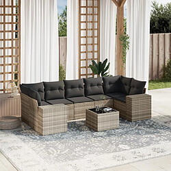 vidaXL Salon de jardin 8 pcs avec coussins gris clair résine tressée 