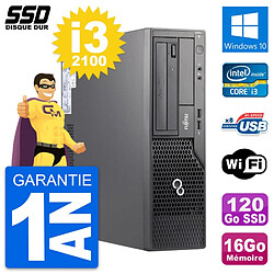 PC Fujitsu Esprimo E500 E85+ DT Intel i3-2100 RAM 16Go SSD 120Go Windows 10 Wifi - Occasion