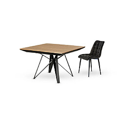 Lisa Design Belize - table à manger carrée extensible - bois et métal - 120 à 212 cm