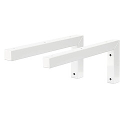 ML-Design Set 2x Consoles Murale en Forme de L, 350x150x30 mm, Blanc, Acier, Design Flottant Équerre, Supports d'Étagère en Angle pour Lavabo/Table pour Salle de Bain/Salon, Matériel de Montage Inclus