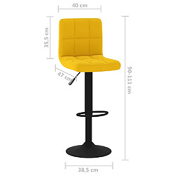 vidaXL Tabourets de bar lot de 2 jaune moutarde velours pas cher