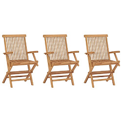 Maison Chic Lot de 3 Chaises de jardin,Fauteuil d'extérieur pliables Bois de teck massif -MN83602