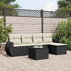 Maison Chic Ensemble Tables et chaises d'extérieur 6pcs avec coussins,Salon de jardin noir résine tressée -GKD954617