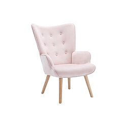 Vente-Unique Fauteuil en velours rose VATELY