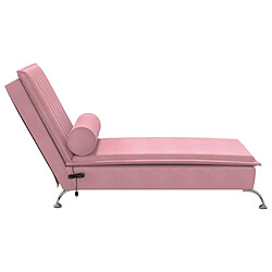 Acheter vidaXL Chaise longue de massage avec traversin rose velours