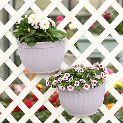 BESTA Lot de 2 pots de fleurs à suspendre en plastique avec drainage et 4 crochets (blanc + blanc)