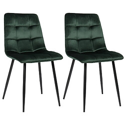 Decoshop26 Lot de 2 chaises de salle à manger en velours vert pieds métal noir mat style moderne CDS10100 