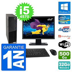 PC Lenovo M83 SFF Ecran 22" Intel i5-4570 RAM 32Go Disque 500Go Windows 10 Wifi · Occasion 