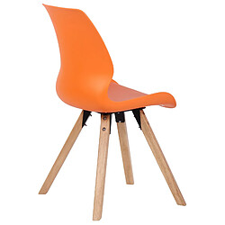 Avis Decoshop26 Lot de 4 chaises de salle à manger design scandinave en plastique et PVC orange et pieds en bois clair 10_0001850